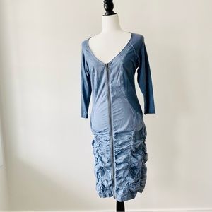 European Ruched Zipper Dress